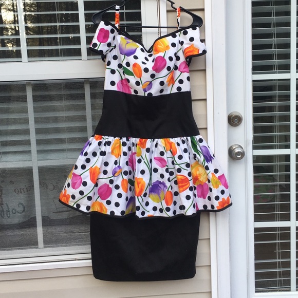 A.J Bari polka dot peplum vintage dress - Picture 2 of 6